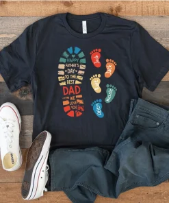 Personalized Dad And Kids Footprints Names Shirt